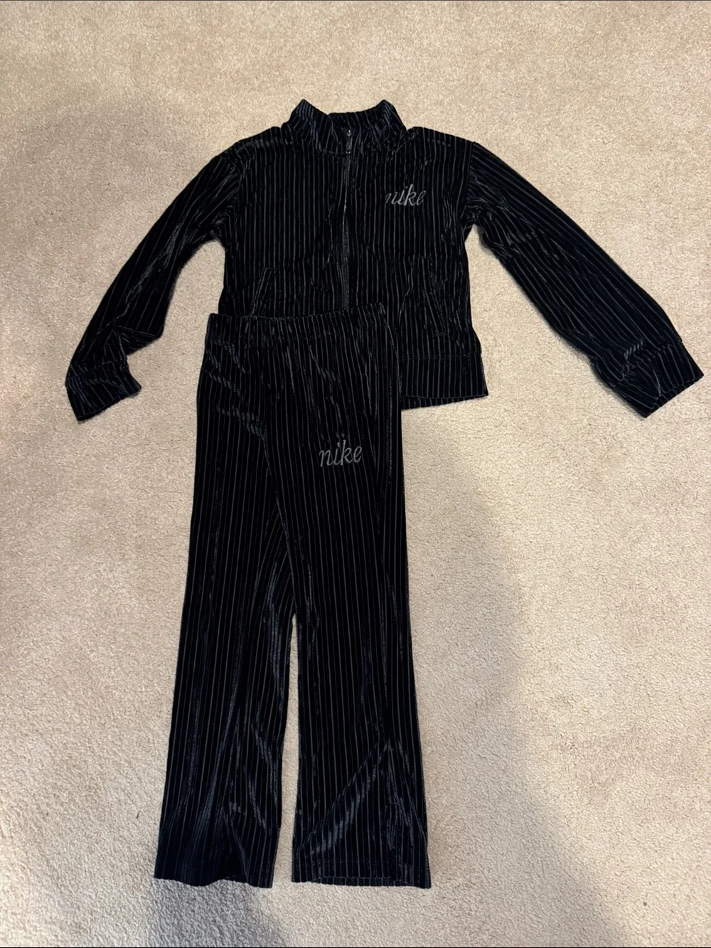 Nike Black Velour Zip Jacket & Pants Set